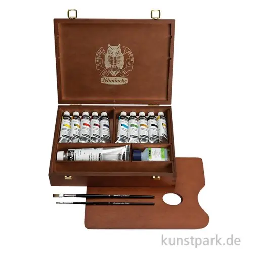 Preisknaller Schmincke PRIMAcryl Holzkasten, 10 x 35 ml + 150 ml Weiß + Zubehör