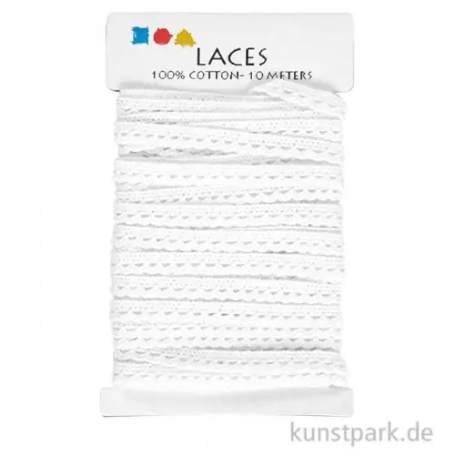 Weiße Häkelborte, Breite 10 mm, Länge 10 m Preisknaller