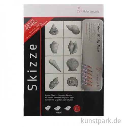 Hahnemühle Zeichenset - Skizzenblock DIN A3 (100 Blatt) + 6 Bleistifte Top-Preis