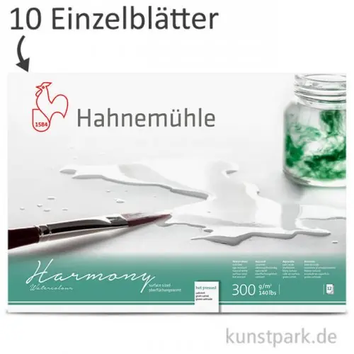 Hahnemühle HARMONY Aquarell Papier, 10 Einzelblatt, 300g - satiniert Exklusiv