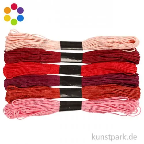 Stickgarn - 1 mm, 6 Bündel sortiert, 12 g Billig