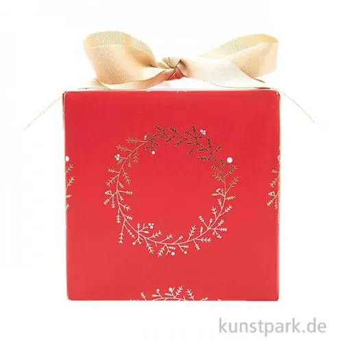 Neue Ware Geschenkpapier - Rot mit goldenen Kränzen, 200 x 70 cm