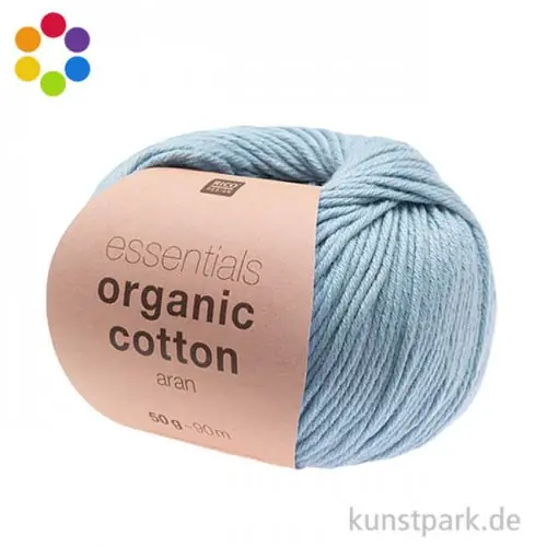 Solange Der Vorrat Reicht Rico Wolle - Essentials Organic Cotton aran, 100% Baumwolle, 50g, 90m