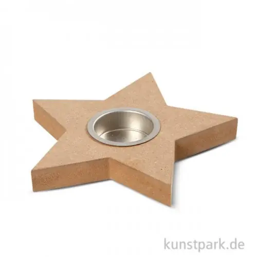 Teelichthalter aus Holz - Stern, 15 cm Sale