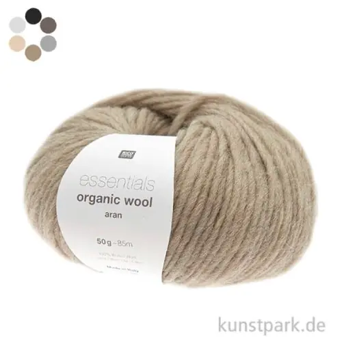 Handgefertigt Rico Wolle - Essentials Organic, 100% Wool, aran, 50g, 85m