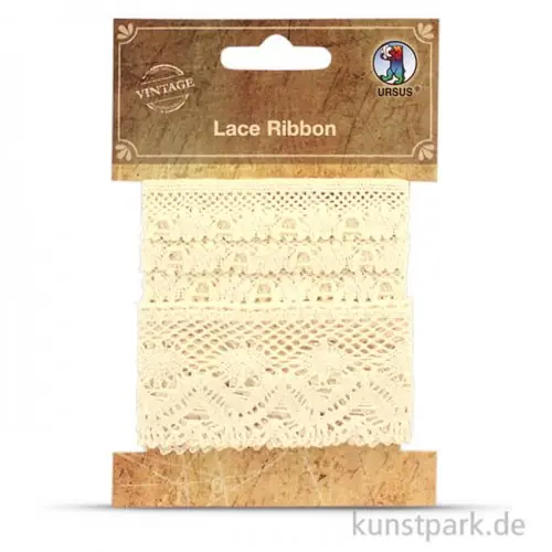 Letzte Chance Vintage Spitzenband - Creme, 1,2 - 3,8 cm x 1 m, 2 Stück sortiert