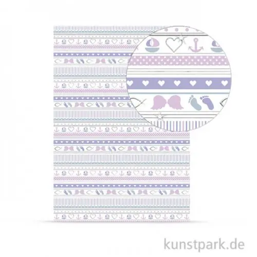 Designkarton Meine Taufe - Mädchen Streifen, DIN A4, 200 g Aktuell