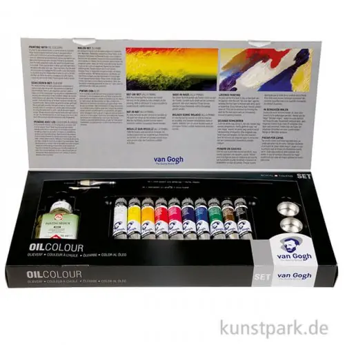 Mega-Angebot Talens VAN GOGH Ölfarbe Kombi-Set mit 10x20 ml im Karton mit Zubehör
