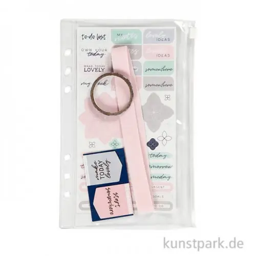 Neu Plastiktasche für Kreativbücher mit Stickern, Masking Tape und Lesezeichen