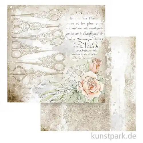 Stamperia Scrappapier - Romantic Threads Scissors, 30,5x30,5 cm Abverkauf