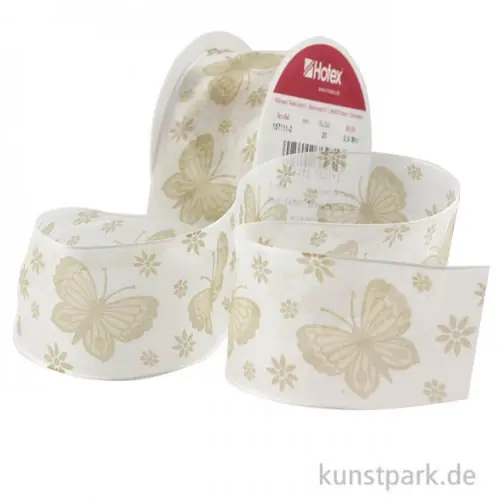 Hotex Chiffonband mit Draht - Schmetterling Hellbraun - 40 mm x 2 m Exklusiv