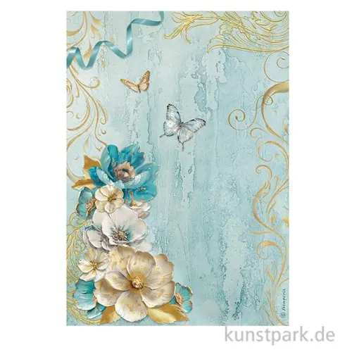 Mega-Angebot Stamperia Reispapier - Masquerade Flowers Corner, DIN A4