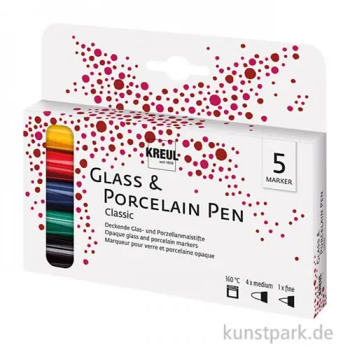 Neuheit KREUL Glass & Porcelain Pen Classic Set mit 5 Stiften