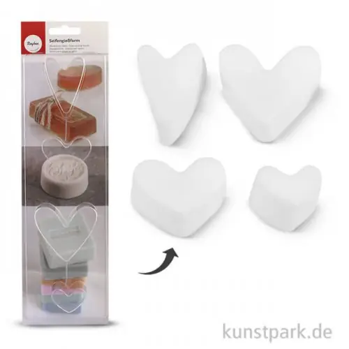 Top-Qualität Rayher Seifengießform Herzen, Tiefe 3 cm, 4-teilig sortiert