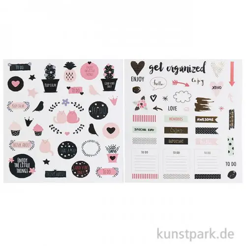 Glitzer Sticker - Bullet Journal, 130 Aufkleber Premium