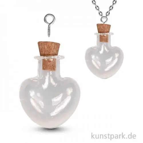 Preis Gesenkt Glas-Anhänger Herz Vintage Collection mit Korkverschluss - 2,2x3 cm