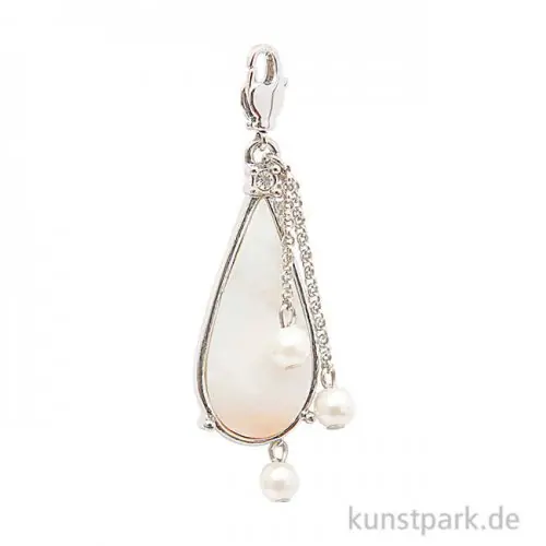 Anhänger Tropfen - Perlmutt, Silber Sonderangebot