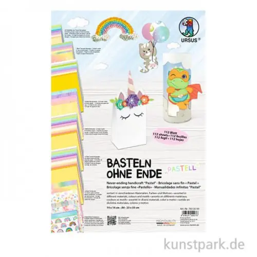 Kostenloser Rückversand Bastelpapier Set - Basteln Ohne Ende, Pastellfarben, 112-teilig