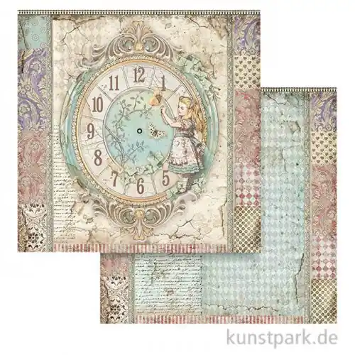 Begrenztes Angebot Stamperia Scrappapier - Alice Clock, 30,5x30,5 cm