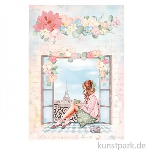 Direktkauf Stamperia Reispapier - Create Happiness Oh la la Window, DIN A4