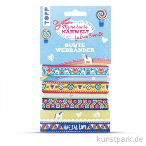 Meine bunte Nähwelt by Bine Brändle - Bunte Webbänder Magical Love, 3 x 75 cm Weltweiter Versand