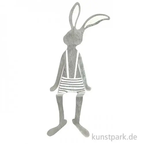 Handgefertigt Good old friends - Hasen Kantenhocker, Latzhose gestreift