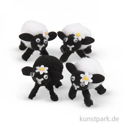 Osterlämmer - Weiß-Schwarz, 4 Stück Preiswert