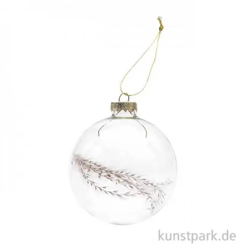 Saisonangebot Glaskugel - Baumschmuck mit Trockengräsern, 8 cm