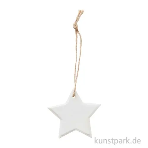 Anhänger Stern, Weiß, Porzellan, 7,5 cm Top-Qualität