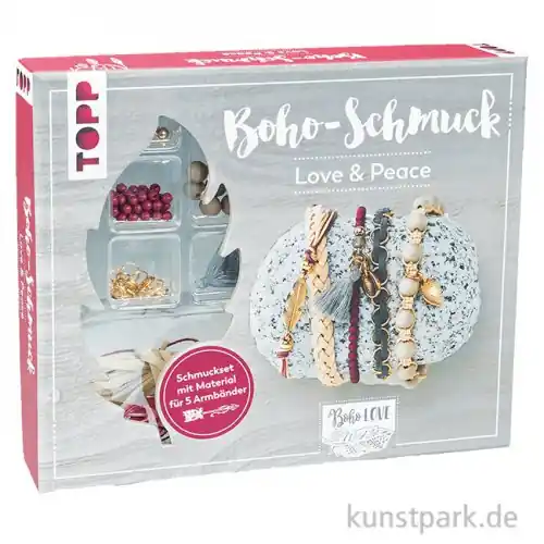 Boho-Schmuckset Love & Peace mit Material für 5 Armbänder, Topp Verlag Weltweiter Versand