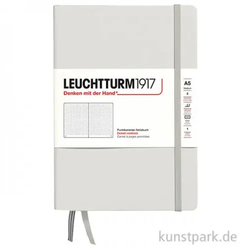 Gratis Versand Leuchtturm Notizbuch Hardcover - Light Grey, DIN A5, Dotted