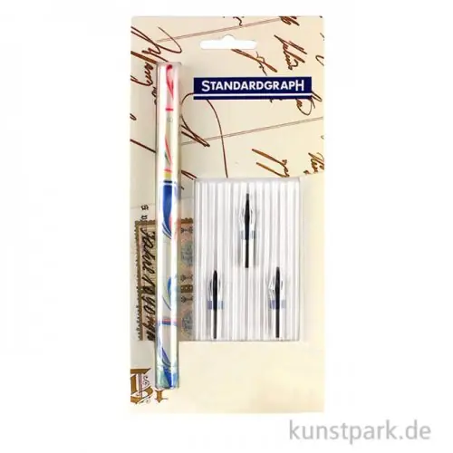 Super-Preis Zierschriftenfeder-Starter-Set mit Federhalter & 3 Zierschriftenfedern