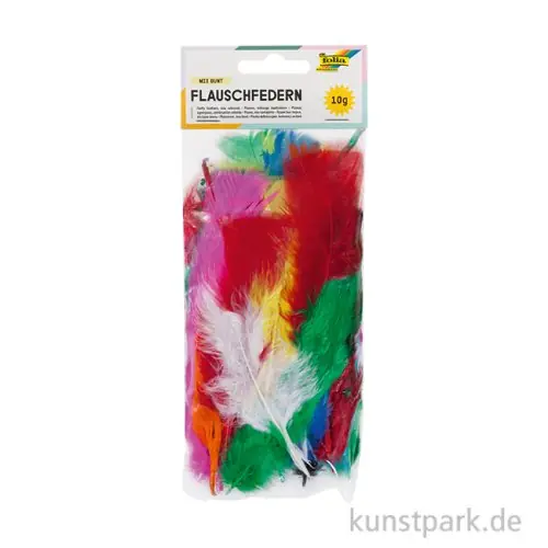 Flauschfedern, 10g - farbig sortiert Super-Preis