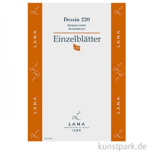 Super-Preis Lana DESSIN Zeichenpapier, 25 Einzelbogen Blatt, 220g, 50 x 65 cm