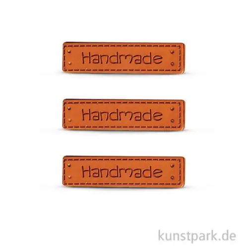 Kunstleder Labels - Handmade, 4,9 x 1,5 cm, 3 Stück Abverkauf