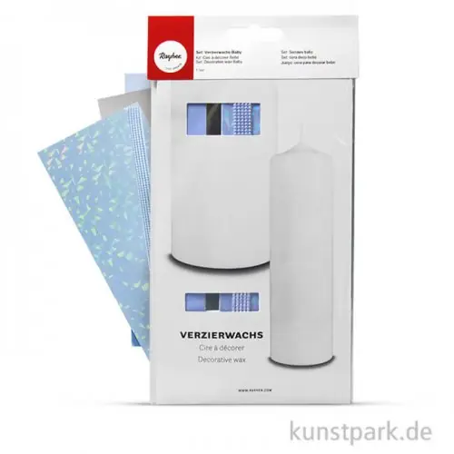 Bestpreis Verzierwachs-Set Baby Blau-Weiß, 4 Stück farblich sortiert