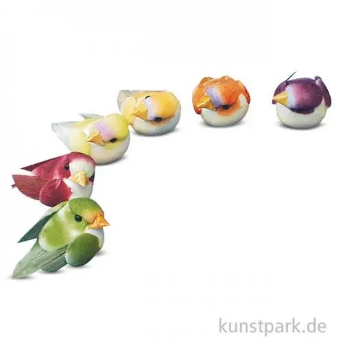 Mini Pilzvogel 1,5 cm, 6 Stück sortiert Begrenztes Angebot