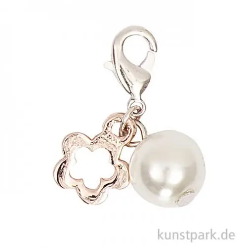 Anhänger Blume und Perle - Roségold Neu
