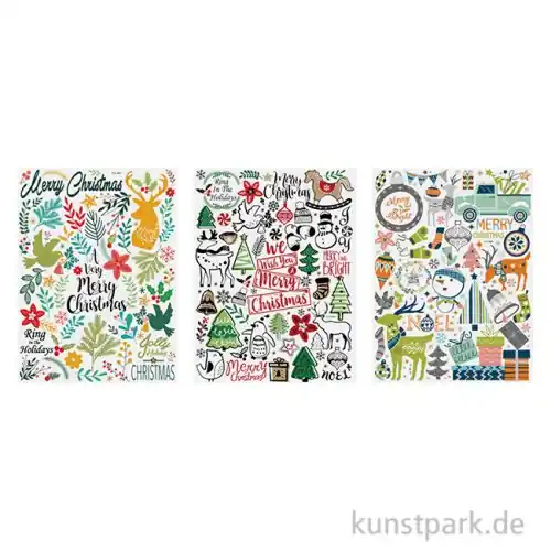 Transfer Rub On - Xmas, verschiedene Designs, 3 Bogen Direkt Vom Hersteller