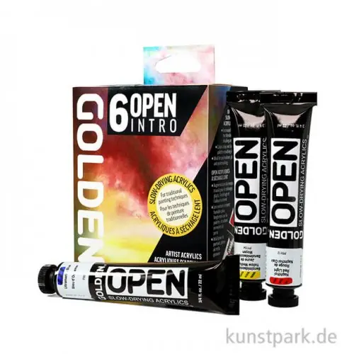 Solange Der Vorrat Reicht GOLDEN Open Acryl - Intro Set, 6 x 22 ml + 30 ml Thinner