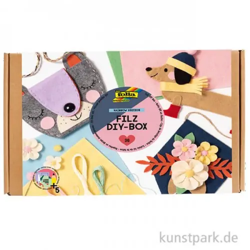 folia Filz Bastelset, DIY Box, 36-teilig Bestpreis