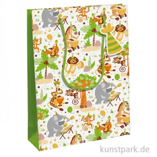 Ab Werk Geschenktasche Safari mit Anhänger, 26,5 x 14 x 33 cm