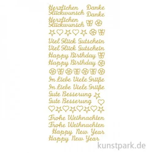 Großhandel Kreativ Sticker - Grüße, Gold, 10 x 23 cm