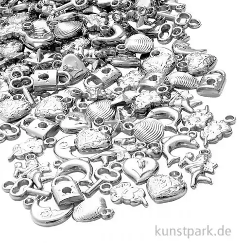 Meistverkauft Schmuckanhänger-Mix silber, Größe 15-20 mm, 80 g sortiert