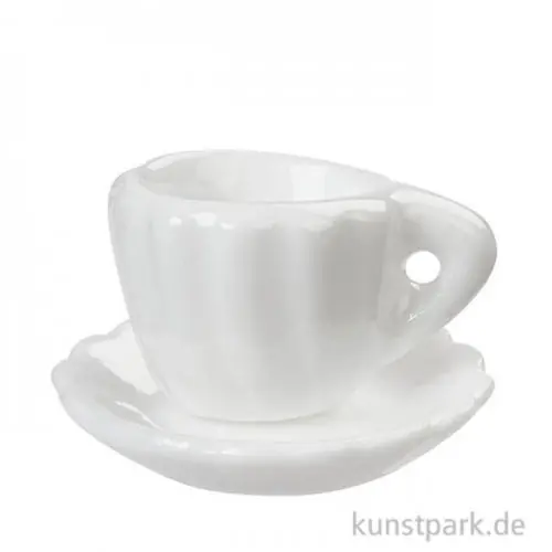 Miniatur Tasse, Weiß, Keramik, ca. 1,8 cm Begrenztes Angebot