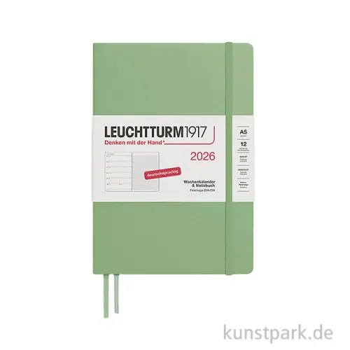 Must-Have Leuchtturm Wochenkalender & Notizbuch 2026, DIN A5, Salbei