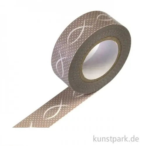 Motiv-Klebeband Washitape - Fisch taupe, 15 mm, 10 m Rolle Top-Qualität