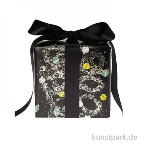 Geschenkpapier - Nostalgic Christmas, Schwarz, Baumschmuck, 200 x 70 cm Heißes Angebot