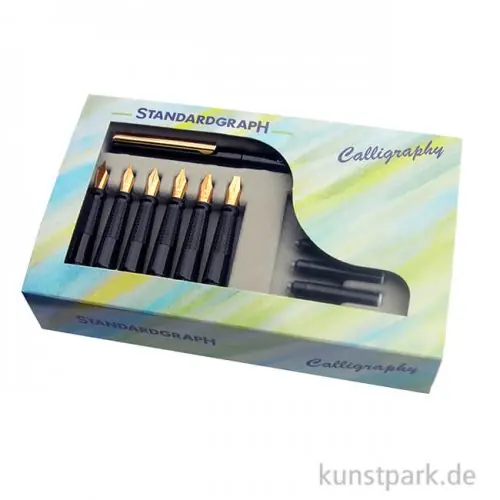 Luxus Kalligrafie-Set mit Füller und 6 verschiedenen Bandzugfedern Sonderaktion