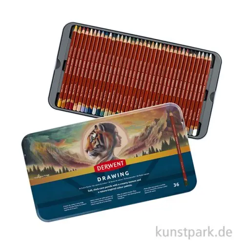 Ausverkauf Derwent DRAWING, 36 weiche Sepia-Stifte im Metalletui